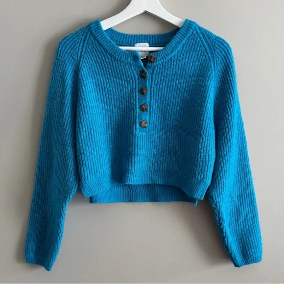 BDG Blue Cropped Sweater - Picture 1 of 7